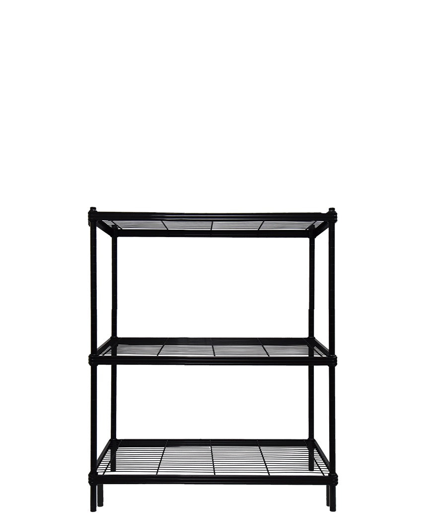 3 Tier Narrow Wire Shelving Unit – Black