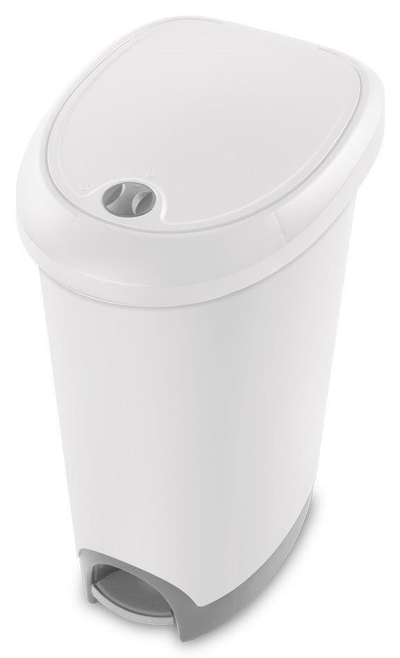 Wastebasket Step On Locking White 48l