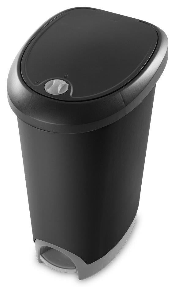 Wastebasket Step On Locking Black 48l