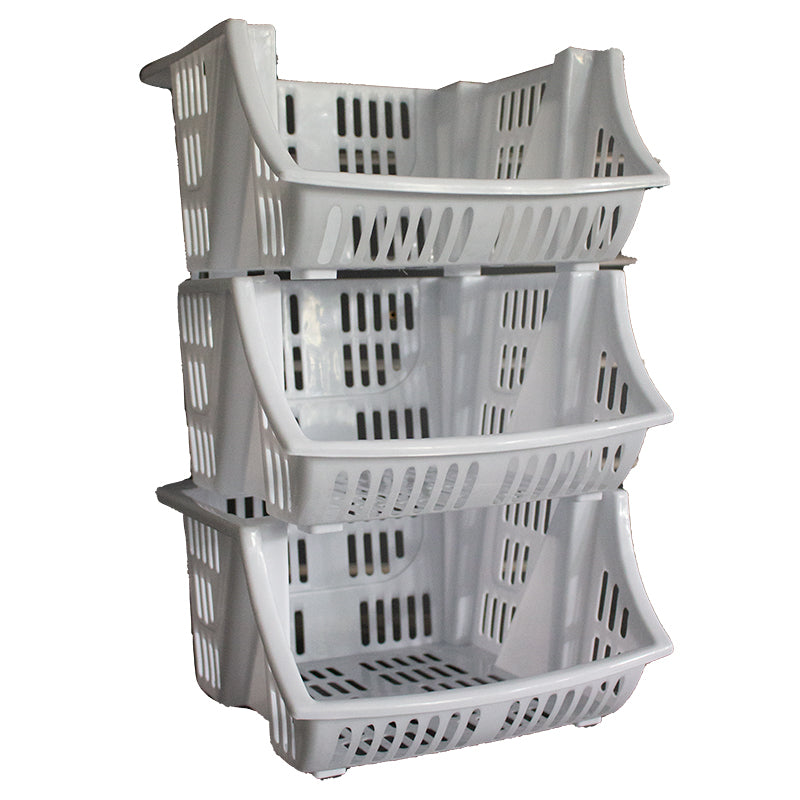 Seymour's Stacking Basket 3Pc Set 390x315x130mm White or Green