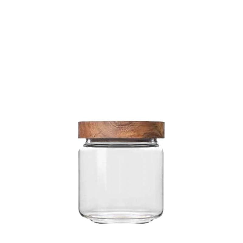 Glass Container W/ Acacia Lid 400ml Srt