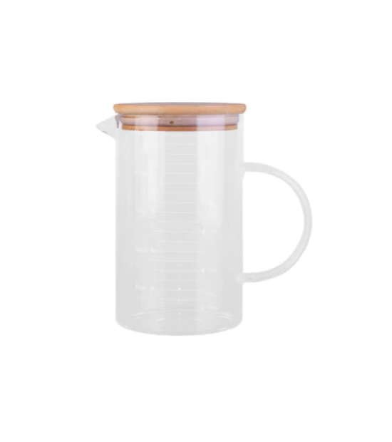 Bamboo Lid Borosilicate Glass Jug 1000ml