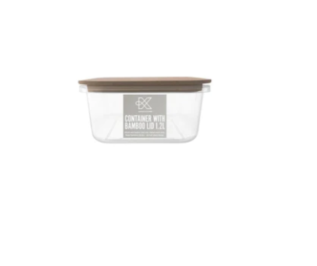 Plastic Container With Bamboo Lid 1.2L