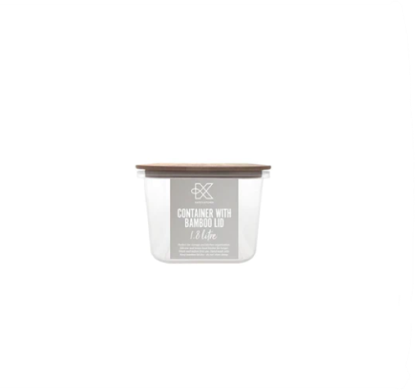 Plastic Container With Bamboo Lid 1.8L