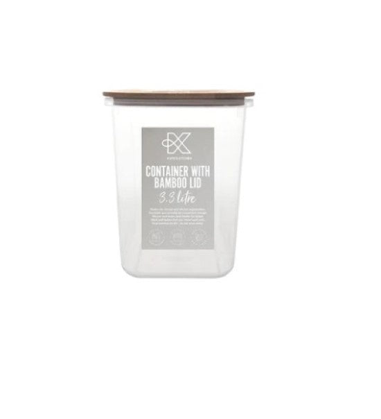 Plastic Container With Bamboo Lid 3.3L