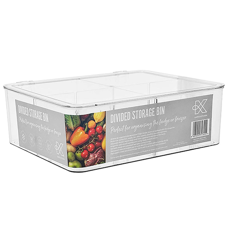 Kates Clear Divided Storage Bin with Lid