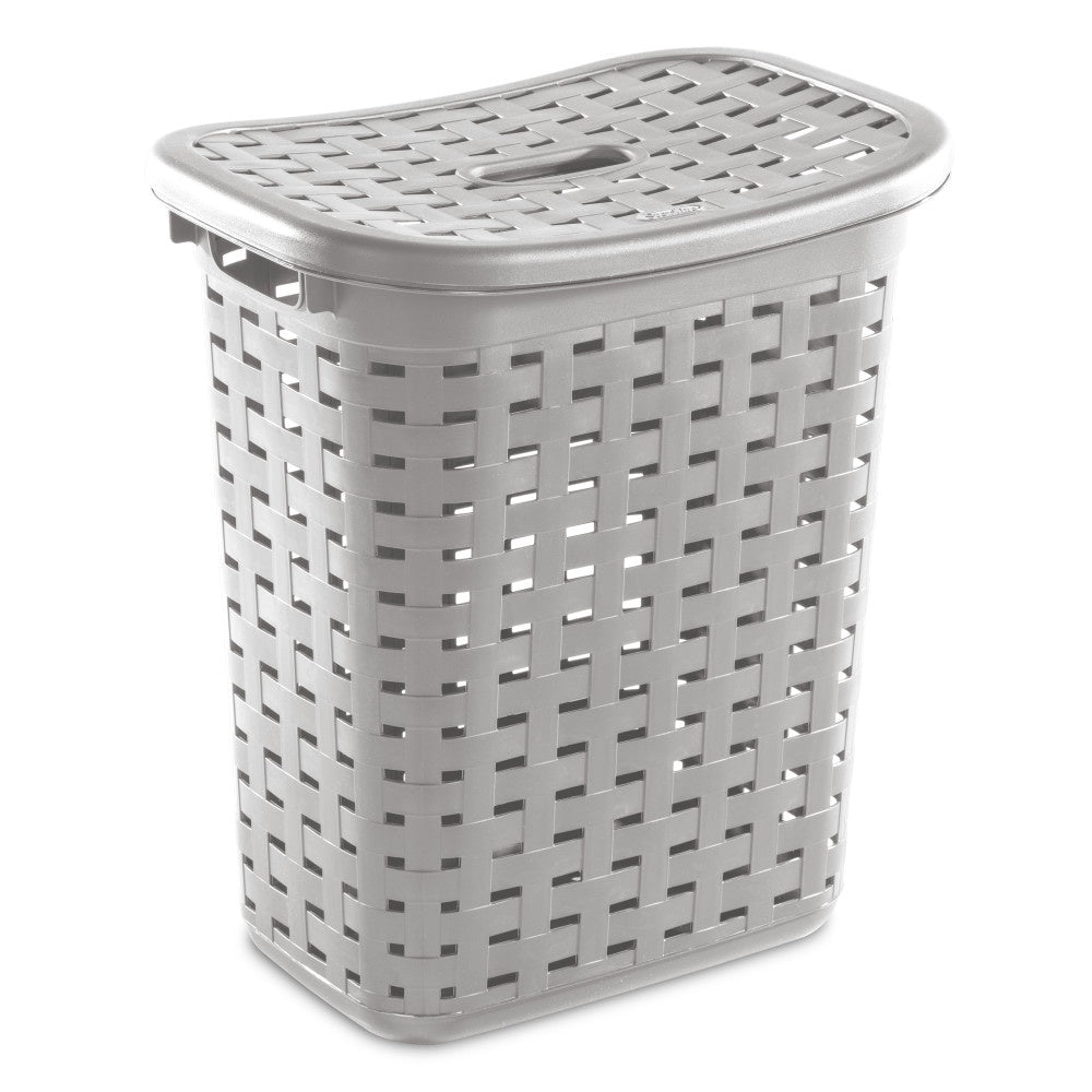 Weave Laundry Basket W Lid Cement