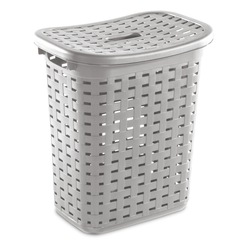 Weave Laundry Basket W Lid Cement