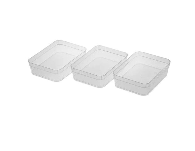 Sterilite Large Storage Trays Clear Set of 3