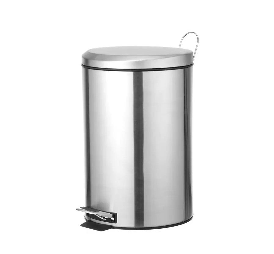 Round Pedal Bin Soft Close 12 Lit W Inner Matt S/S