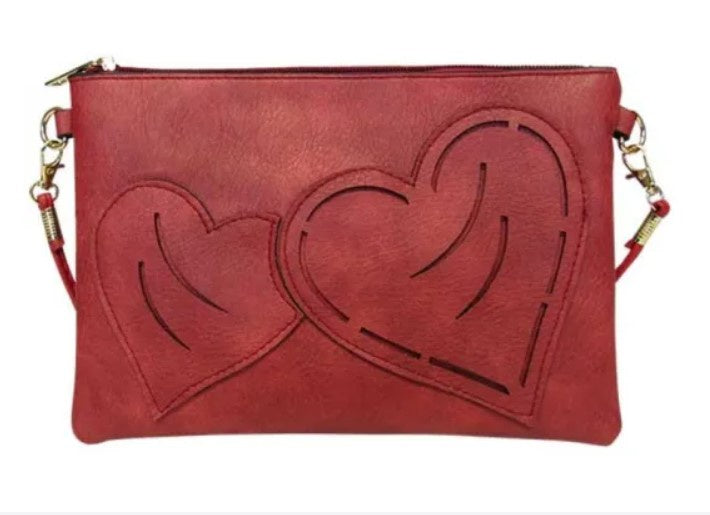 Shoulder Bag Two Hearts Red