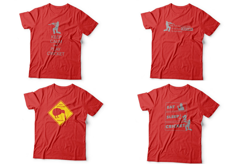 T-Shirt Cricket Themes Hot Red