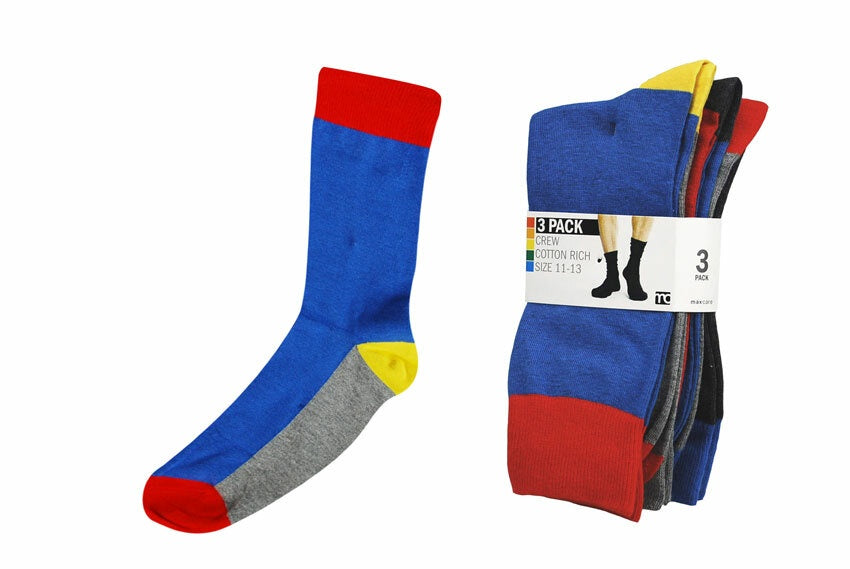 Mens Cotton Rich Crew Socks 3pk 11-13#