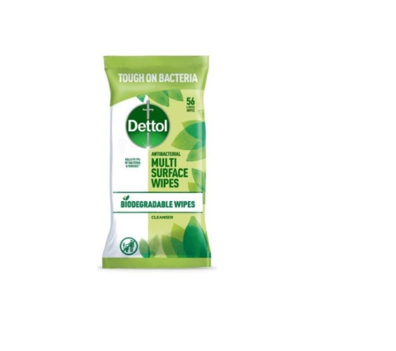 Dettol Antibacterial Surface Wipes Biodegradable 56&