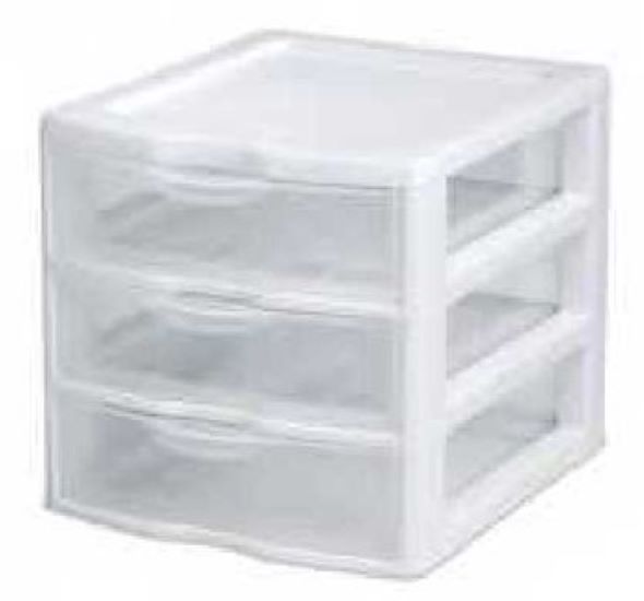 3 Drawer Organiser Mini White