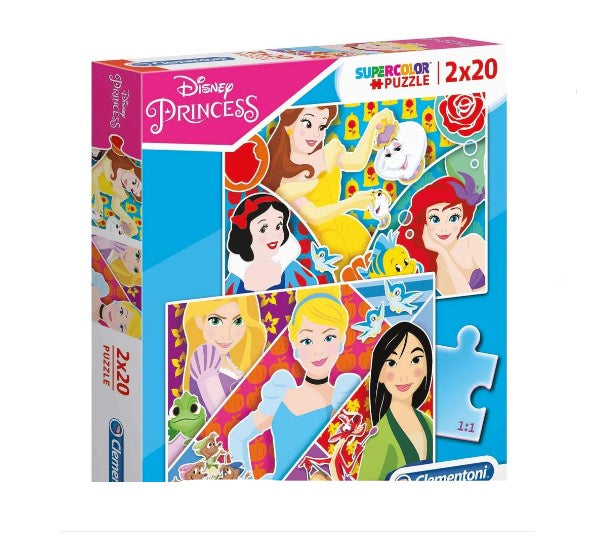 Super Colour 2 x 20pc Disney Princess Puzzles