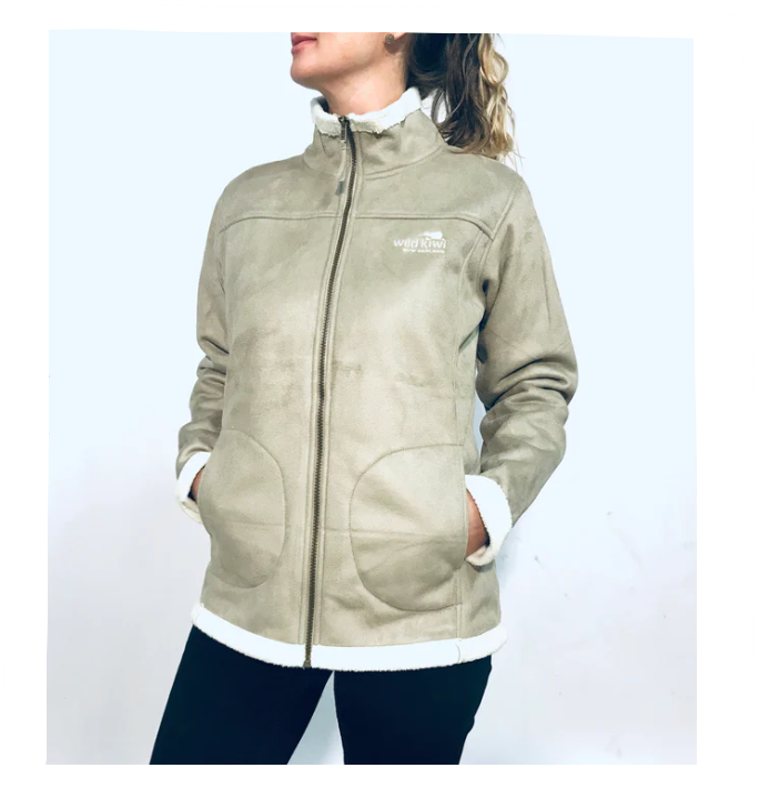 Womens Sherpa Fleece Jacket - Tan