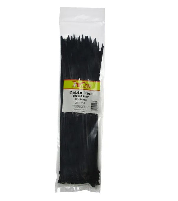 Cable Ties, 100pk, 300 x 4.8mm