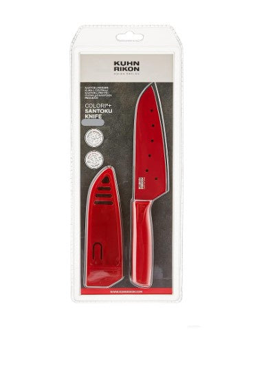 7" Santoku Knife W Sheath Red