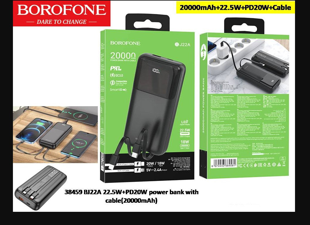 BJ22A 22.5W PD20W power bank with cable(20000mAh)