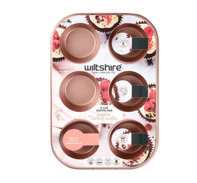 Wiltshire Rose Gold Muffin Pan 6 Cup