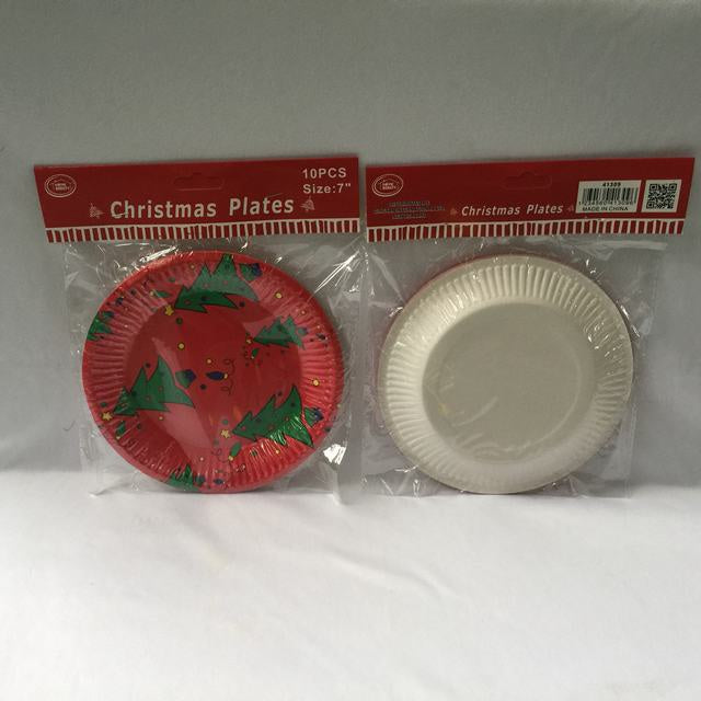 ChristmasTree Paper Plates 10Pc 7"