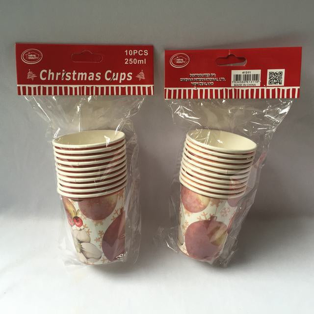 Christmas Decoration Paper Cups 10Pc 250ml