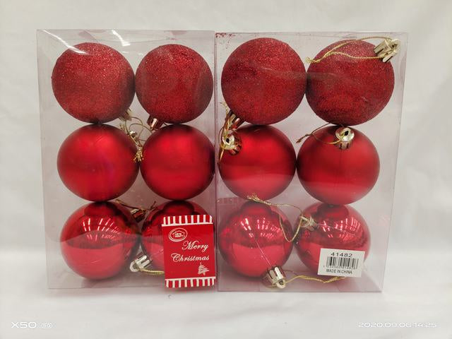 Christmas Decoration Ball (6pcs, 6cm) Red