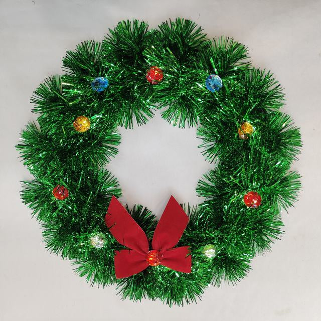 Tinsel Colour Bobble Wreath