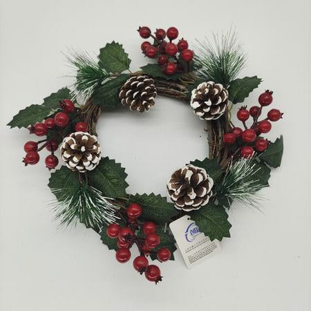 Pinecone Holly Wreath