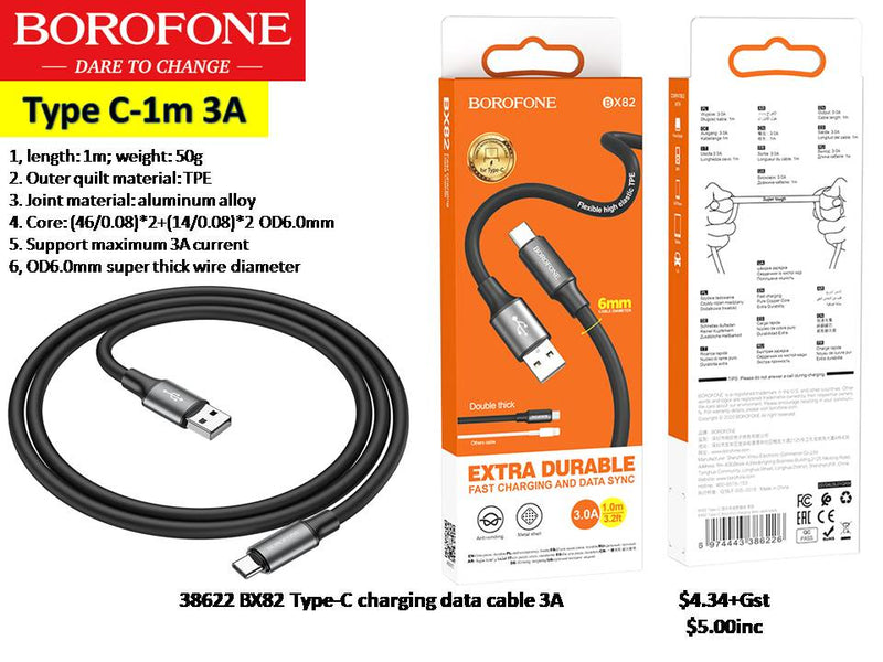 BX82 Type-C charging data cable 3A