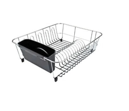 Large Dishy Drainer Chrome/PVC W Caddy Charcoal