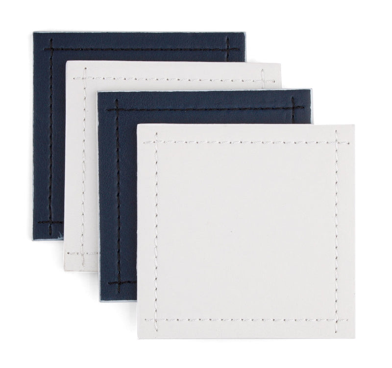 Reversible White/Navy Coaster 4Pk