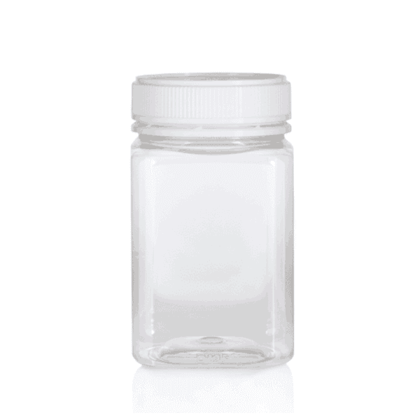 Jar 500gm/400ml, PET Clear Square W Lid, 60mm neck