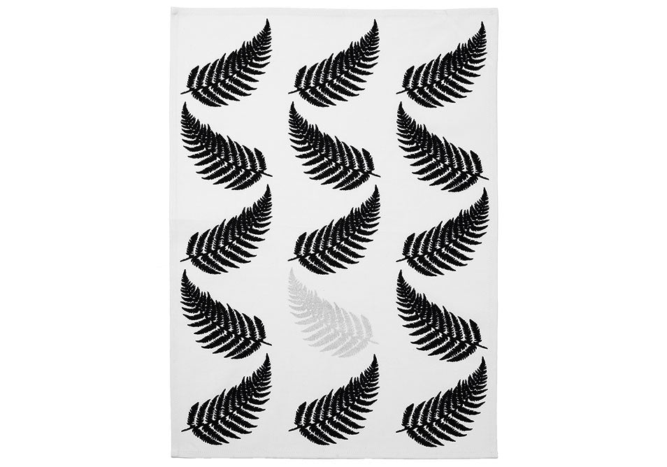 Tea Towel, Silver Fern Black