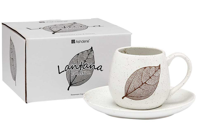 Lantana Natural Charcoal Cup & Saucer