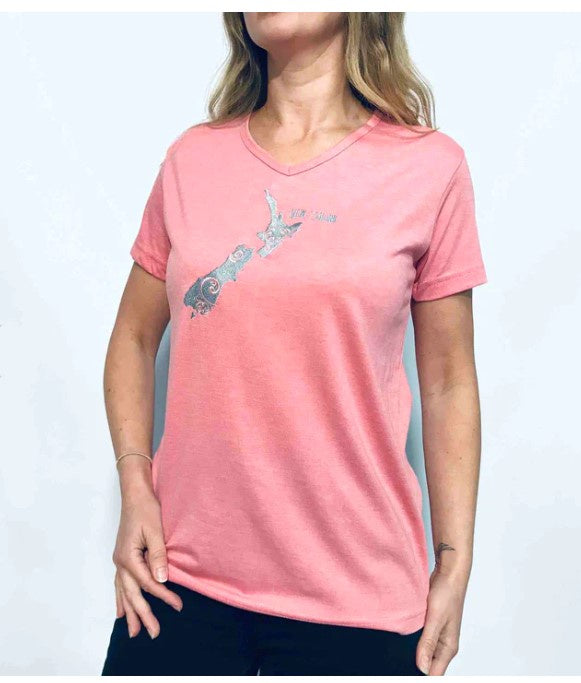Womens T - Embroided Map - Sml