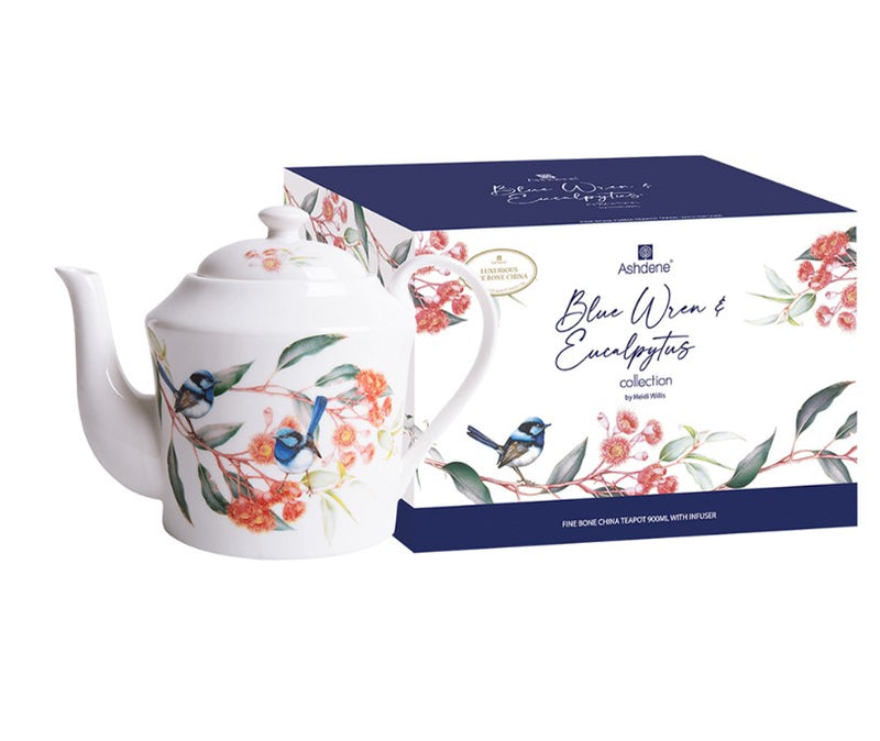 Blue Wren & Eucalyptus 600ml Infuser Teapot