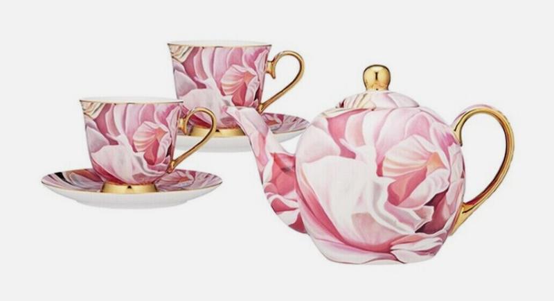 Blooms Starter Pack Teapot &  2 Tea Cup Set