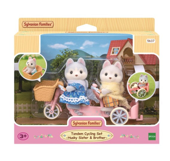 Sylvanian Families Tandem Cycling Set Husky Sister And Brother