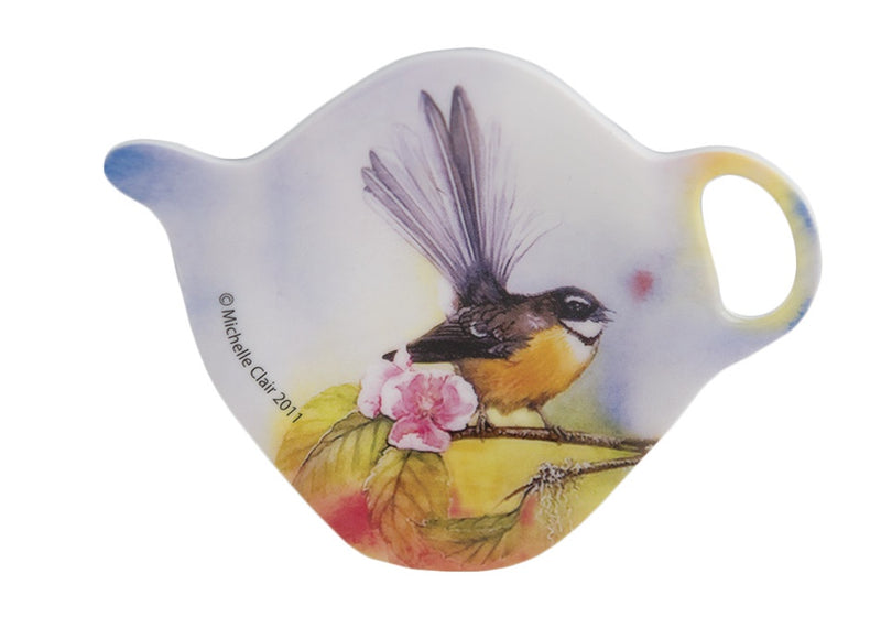 Tea Bag Holder, NZ Bird & Flora Fantail1