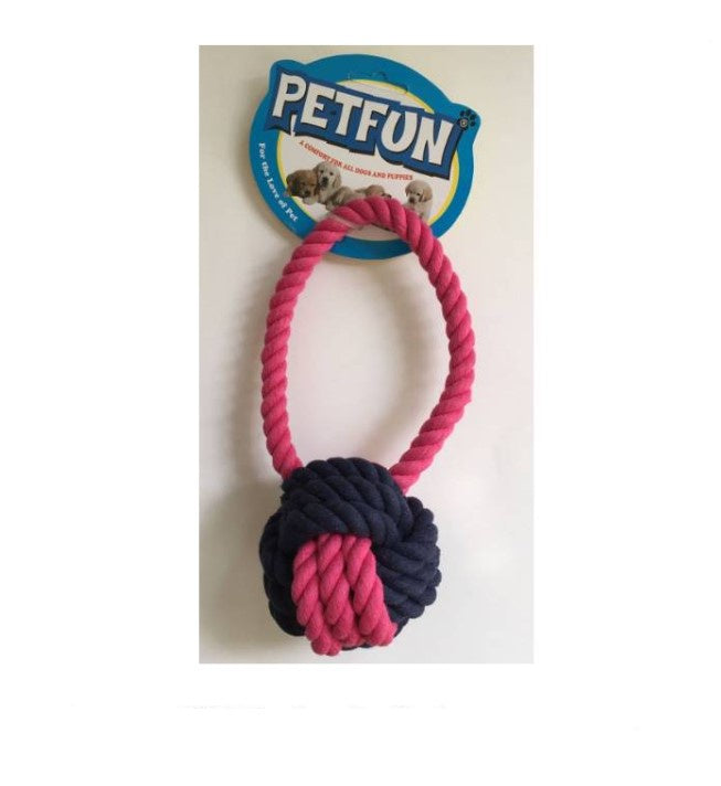 Dog Rope Toy - Size Large - Ball Knot on Loop