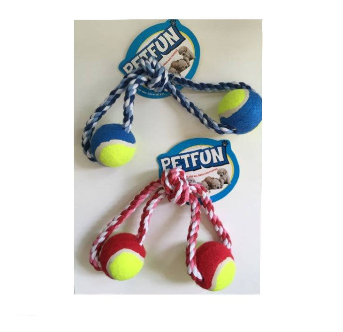 Dog Rope Toy - Double Tennis Ball Loop Rope