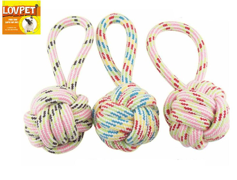 Medium Dog Tug Ball Rope Toy W Loop