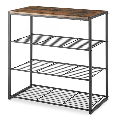 Modern Industrial 4-Tier Shelf W/Wire Sh