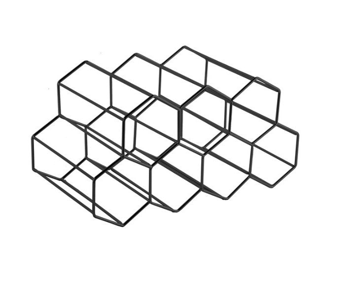 Hexagonal Wine Rack 9 Bottle Black