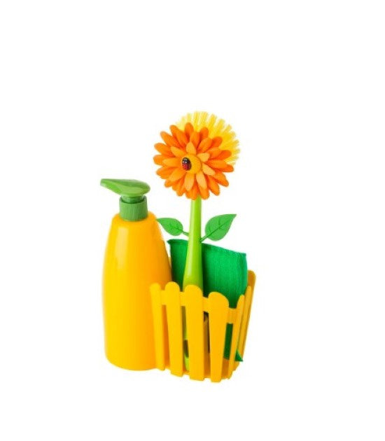 Vigar Flower Power 3pc Sink Caddy Set + Dispenser Orange