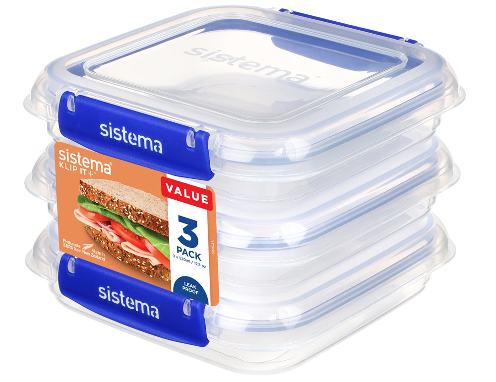 Sistema KLIP IT PLUS™ 520ml Square 3-Pack