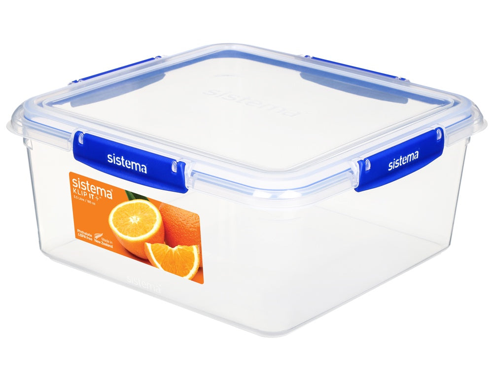 Sistema® KLIP IT PLUS™ 5.5L Square Food Storage Container
