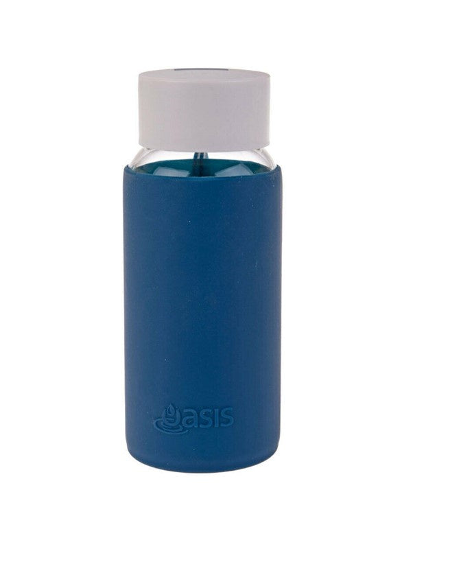 Oasis Borosilicate Glass Drink Bottle 500ml Navy